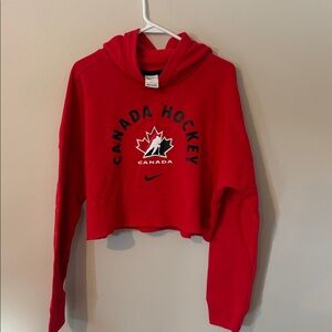 Nike Red Canada Hockey Campus Crop Hoodie